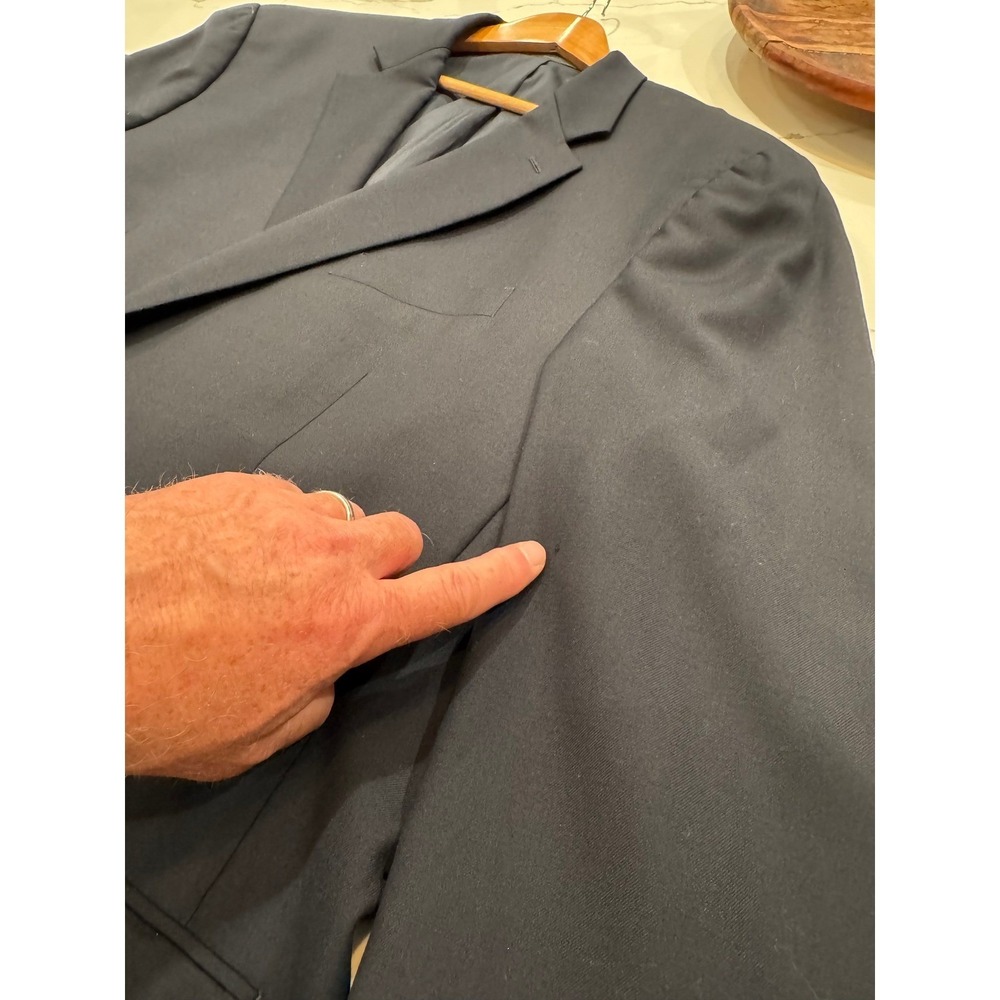 Lauren Ralph Lauren Mens 48L Navy Blue 100% Wool 2-Button Blazer Gold Buttons - Picture 7 of 10